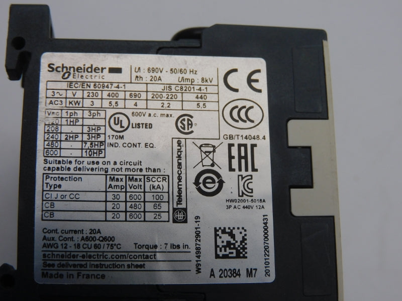 SCHNEIDER ELECTRIC LC2K1201M7 220/230V 20A UNMP