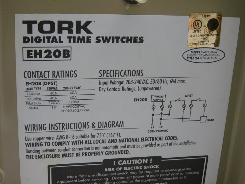 TORK EH20B 208-240VAC 40A NSMP