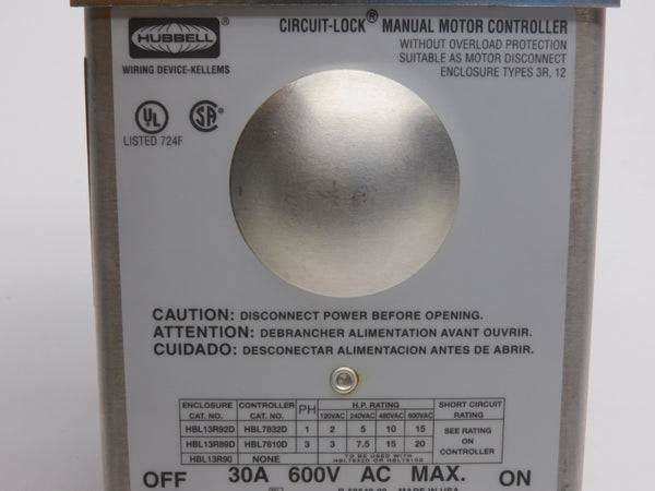HUBBELL HBL13R89D 600VAC 30A NSNP