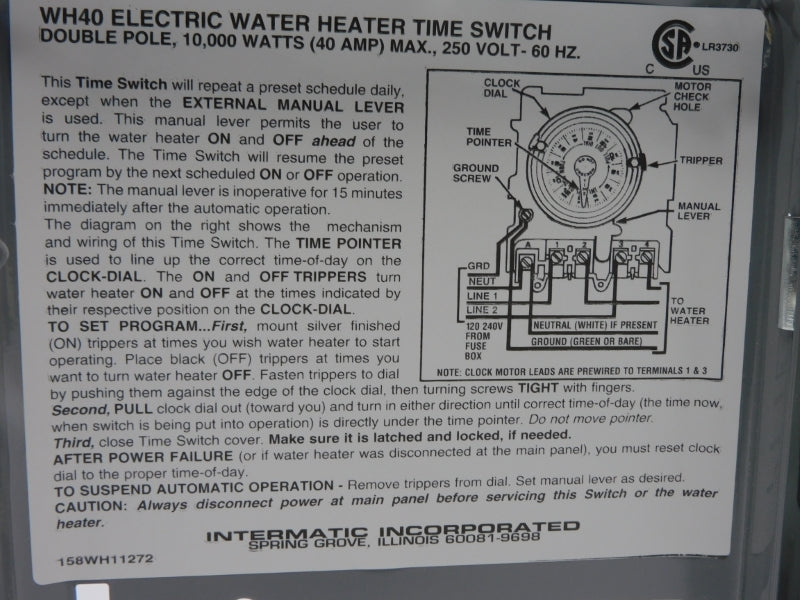 INTERMATIC WH40 208-277VAC 40A 24HR NSMP