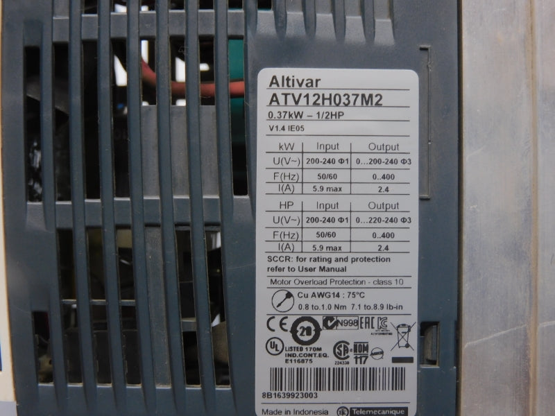 SCHNEIDER ELECTRIC ATV12H037M2 VER. 1.4 0-240V 5.9A UNMP