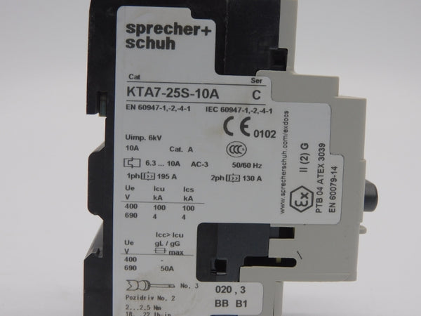 SPRECHER+SCHUH KTA7-25S-10A SER. C 690V 6.3-10A NSMP