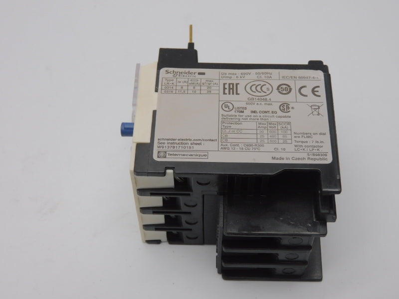 SCHNEIDER ELECTRIC LR2K0316 690V 8-11.5A NSMP