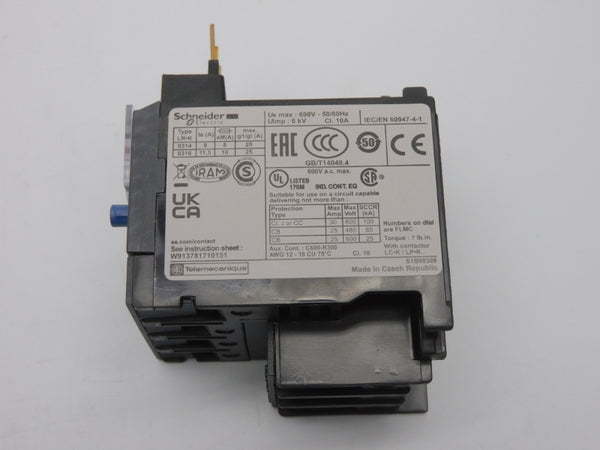 SCHNEIDER ELECTRIC LR2K0314 690V 5.5-8A (GREEN) NSMP