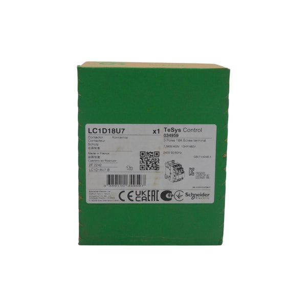 SCHNEIDER ELECTRIC LC1D18U7 240V 18A (GREEN) NSFS