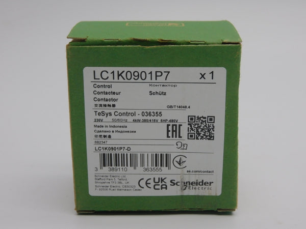 SCHNEIDER ELECTRIC LC1K0901P7 230V 20A (GREEN) NSMP