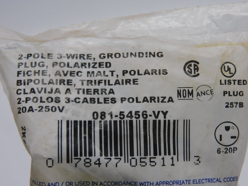 LEVITON 081-5456-VY 250V 20A NSMP