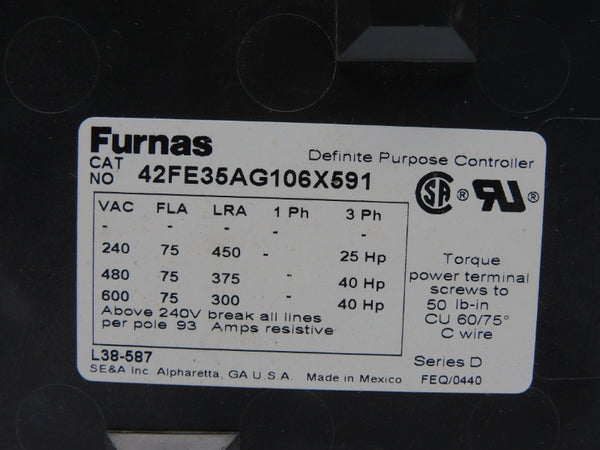 FURNAS 42FE35AG106X591 SER. D 190-220/208-240V 75A NSMP