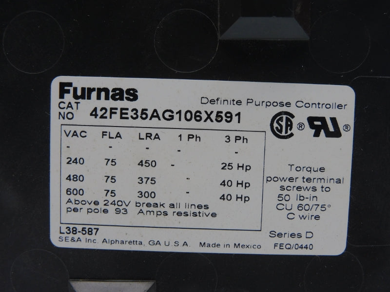 FURNAS 42FE35AG106X591 SER. D 190-220/208-240V 75A NSMP