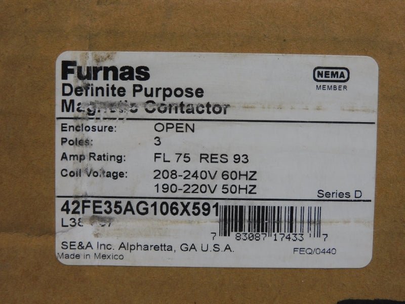 FURNAS 42FE35AG106X591 SER. D 190-220/208-240V 75A NSMP