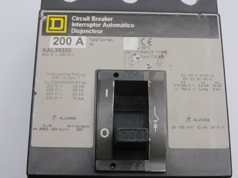 SQUARE D KAL36200 SER. 2 600V 200A (GRAY) UNMP