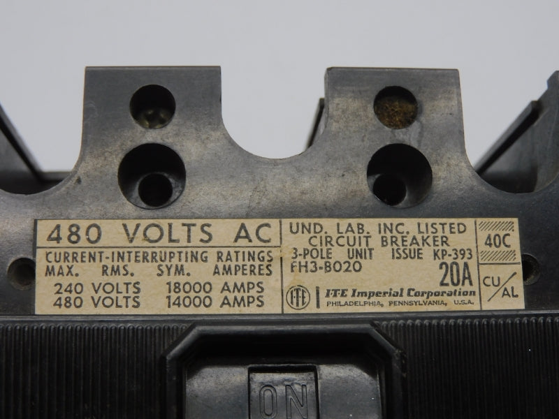 ITE FH3-B020 480V 20A (AS PICTURED) UNMP