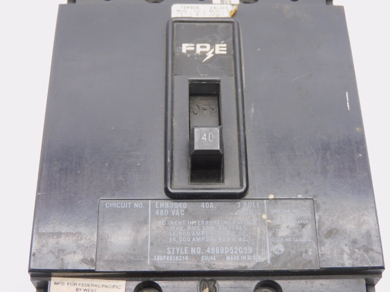 FPE EHB3040 480VAC 40A UNMP