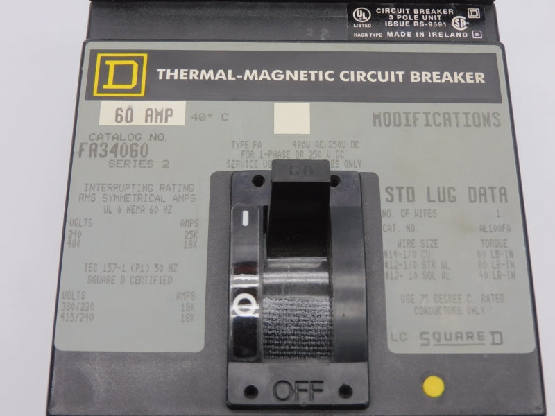 SQUARE D FA34060 SER. 2 480V 60A UNMP