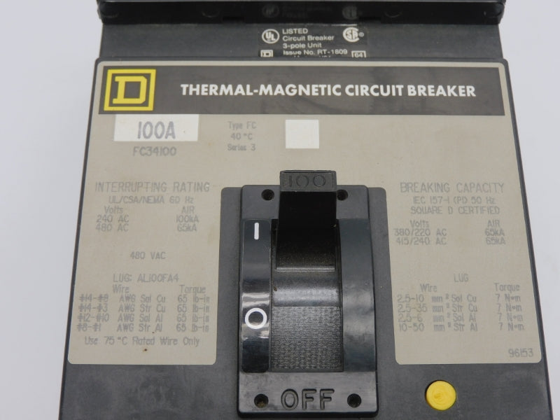 SQUARE D FC34100 SER. 3 480VAC 100A (GRAY) UNMP