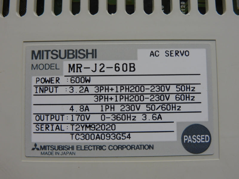 MITSUBIHI MR-J2-60B 230V 4.8A UNMP