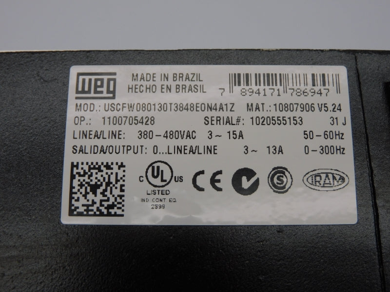 WEG USCFW080130T3848E0N4A1Z 380-480VAC 3-15A UNMP