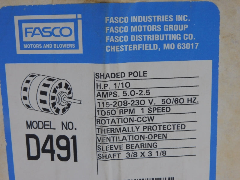 FASCO D491 115/208-230V 5.0-2.5A NSMP