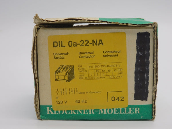 KLOCKNER MOELLER DIL0A-22-NA 120V 40A NSMP