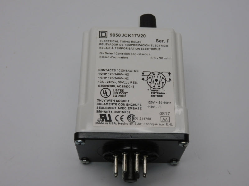 SQUARE D 9050JCK17V20 SER. F 110/120V 10A 0.3-30MIN NSMP