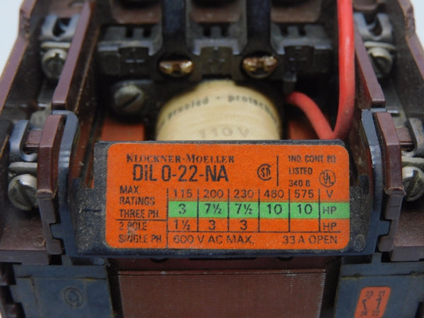 KLOCKNER MOELLER DIL0-22-NA 110V 33A (AS PICTURED) UNMP