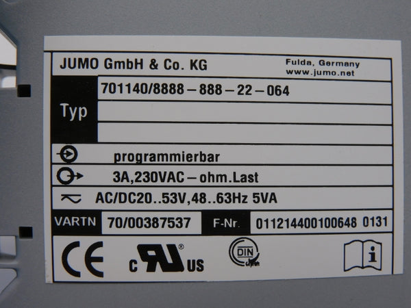 JUMO 701140/8888-888-22-064 230VAC 3A NSMP