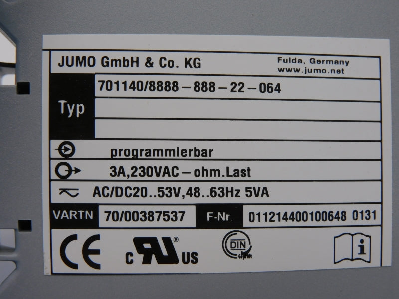 JUMO 701140/8888-888-22-064 230VAC 3A NSMP