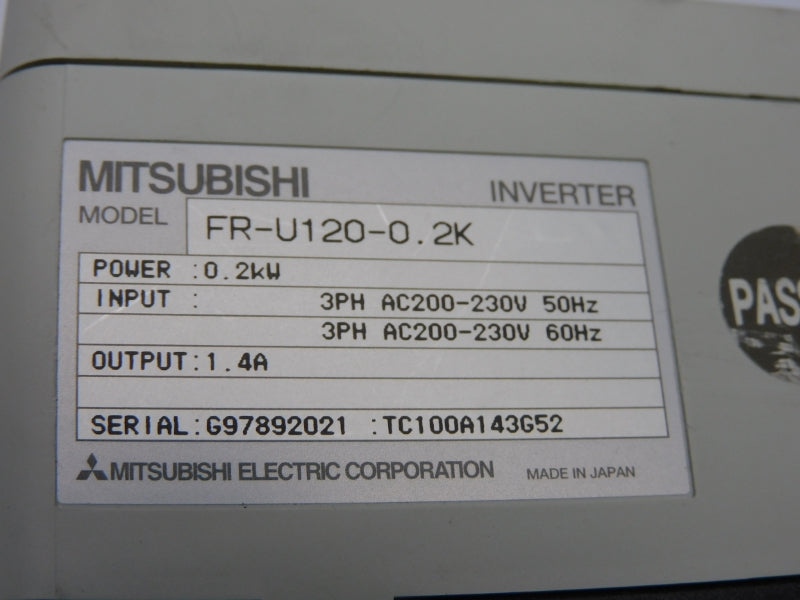 MITSUBISHI FR-U120-0.2K 200-230VAC 1.4A NSNP