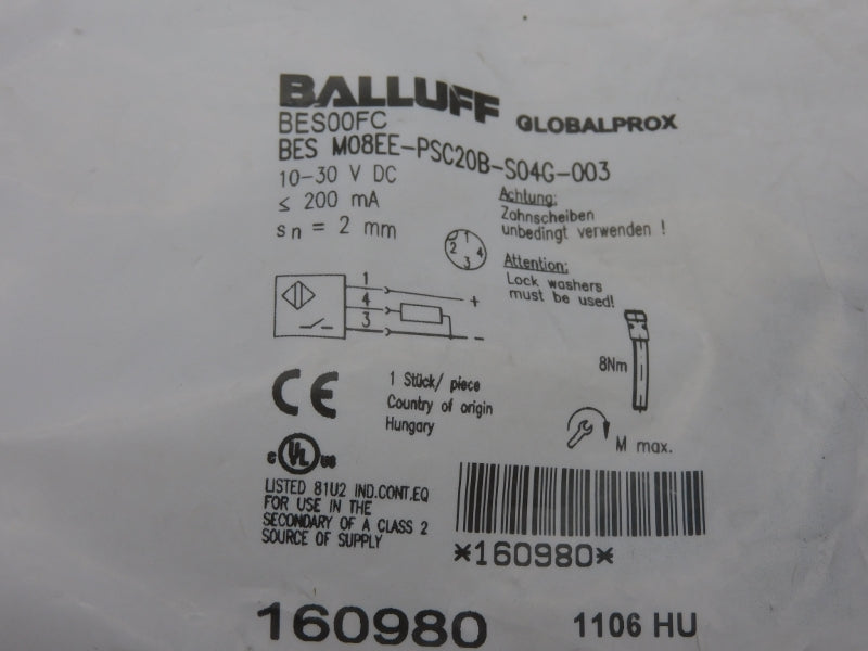 BALLUFF BESM08EE-PSC20B-S04G-003 BES00FC 10-30VDC NSMP
