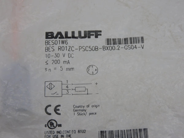 BALLUFF BESR01ZC-PSC50B-BX00.2-GS04-V BES01W6 10-30VDC NSMP