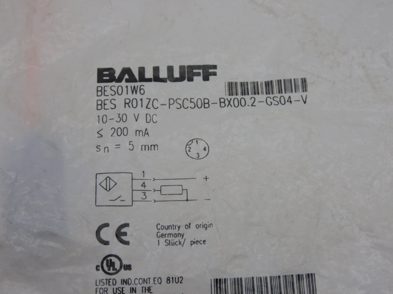 BALLUFF BESR01ZC-PSC50B-BX00.2-GS04-V BES01W6 10-30VDC NSMP