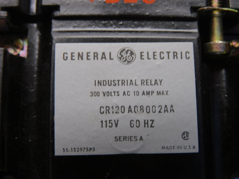 GENERAL ELECTRIC CR120A08002AA SER. A 115V 10A NSNP