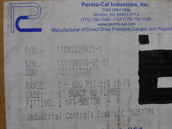 PERMA-CAL INDUSTRIES 110NIB09A21-V 600PSI NSMP
