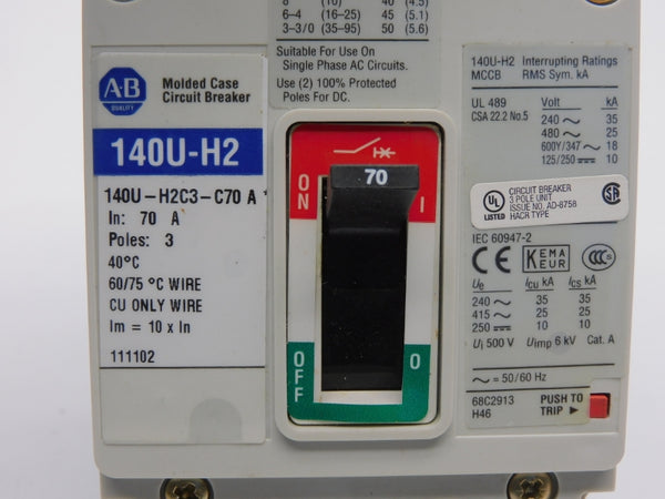 ALLEN BRADLEY 140U-H2C3-C70 SER. A 480V 70A NSMP