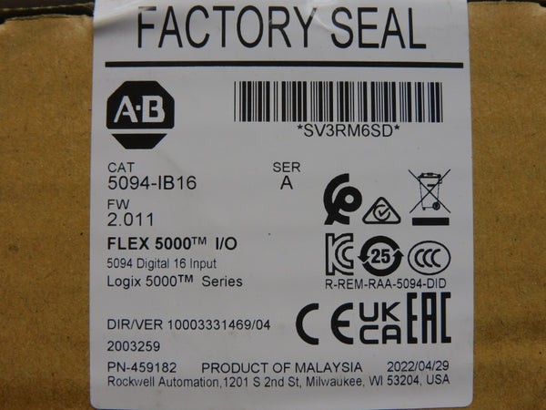 ALLEN BRADLEY 5094-IB16 SER. A F/W 2.011 VER. 04 DATE: 2022 NSFS