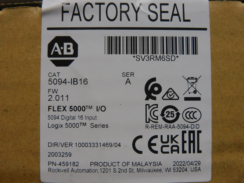 ALLEN BRADLEY 5094-IB16 SER. A F/W 2.011 VER. 04 DATE: 2022 NSFS