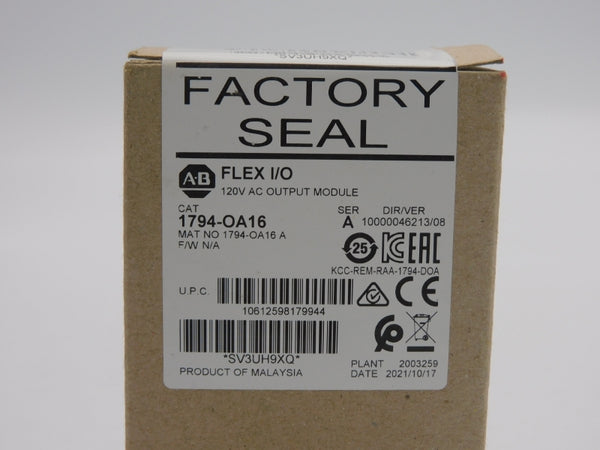 ALLEN BRADLEY 1794-OA16 SER. A VER. 08 120VAC DATE: 2021 NSFS