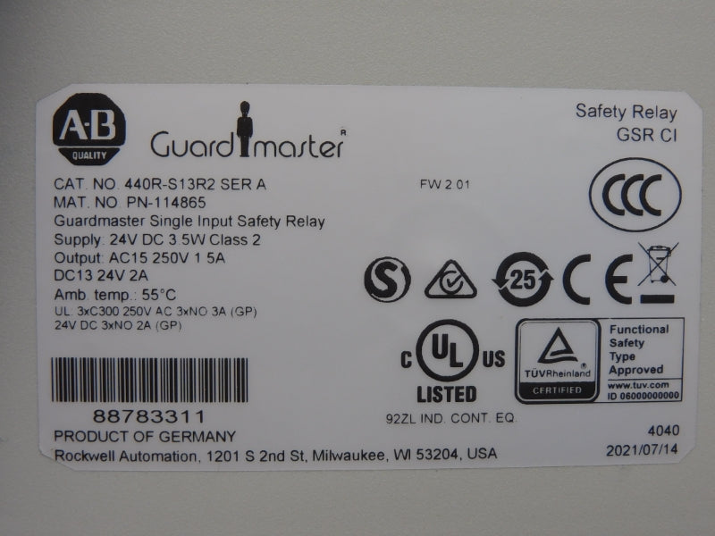 ALLEN BRADLEY 440R-S13R2 SER. A F/W 2.01 24VDC 5A (WH) NSMP
