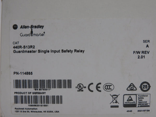 ALLEN BRADLEY 440R-S13R2 SER. A F/W 2.01 24VDC 5A (WH) NSMP