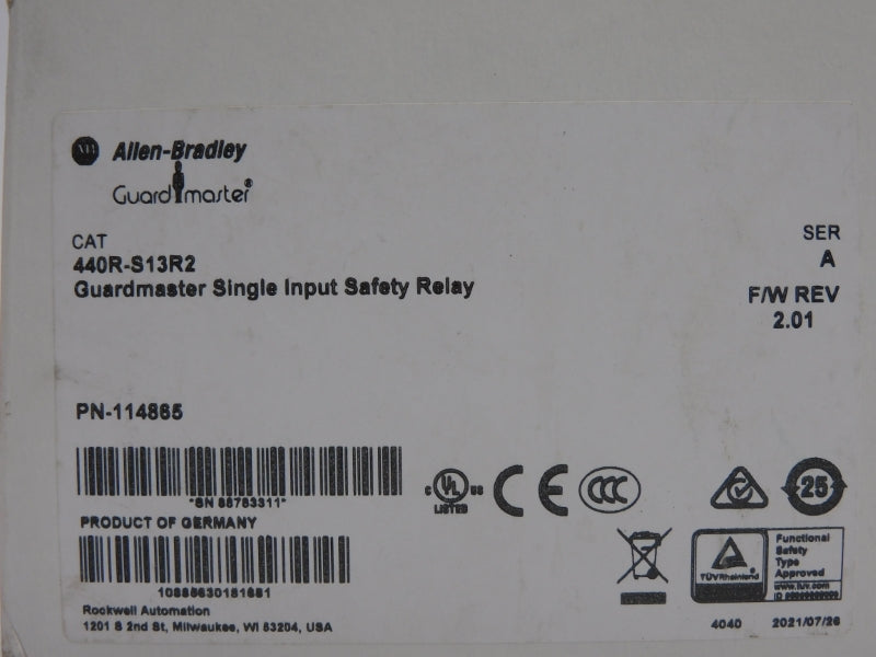ALLEN BRADLEY 440R-S13R2 SER. A F/W 2.01 24VDC 5A (WH) NSMP