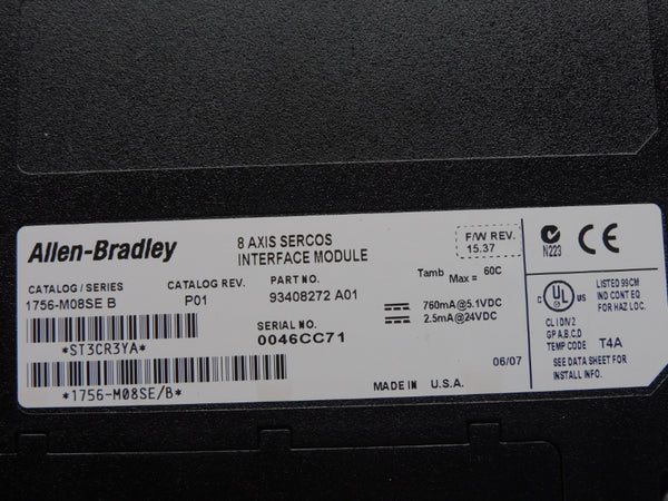 ALLEN BRADLEY 1756-M08SE SER. B F/W 15.37 24VDC UNMP