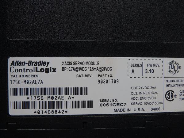 ALLEN BRADLEY 1756-M02AE SER. A F/W 3.10 24VDC 0.7A REMAN