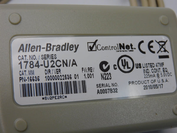 ALLEN BRADLEY 1784-U2CN SER. A F/W 1.001 VER. 01 5.0VDC NSMP