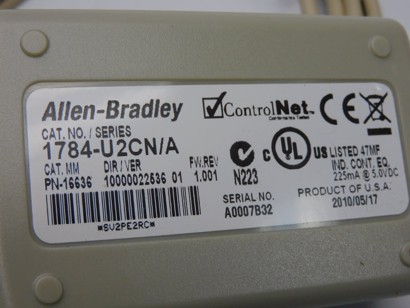 ALLEN BRADLEY 1784-U2CN SER. A F/W 1.001 VER. 01 5.0VDC NSMP
