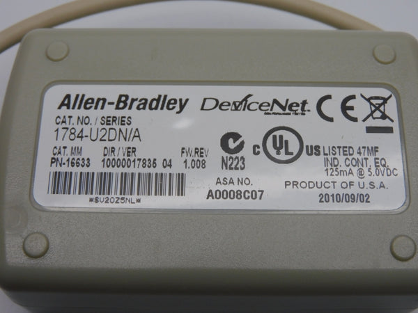 ALLEN BRADLEY 1784-U2DN SER. A F/W 1.008 VER. 04 5.0VDC NSMP