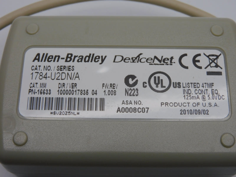 ALLEN BRADLEY 1784-U2DN SER. A F/W 1.008 VER. 04 5.0VDC NSMP