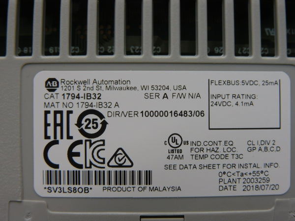 ALLEN BRADLEY 1794-IB32 SER. A VER. 06 24VDC NSMP