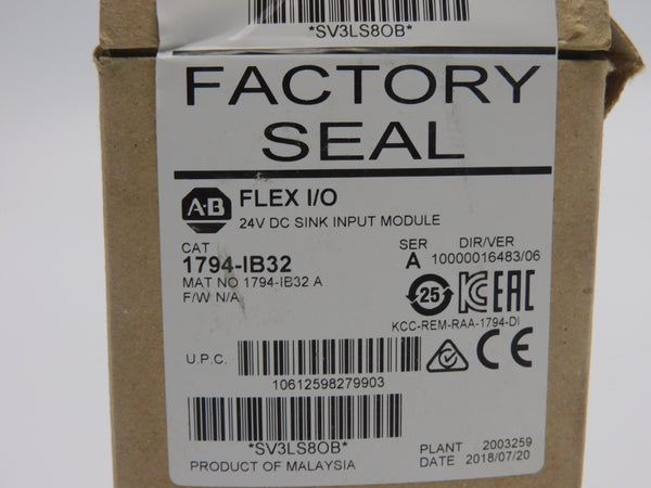 ALLEN BRADLEY 1794-IB32 SER. A VER. 06 24VDC NSMP