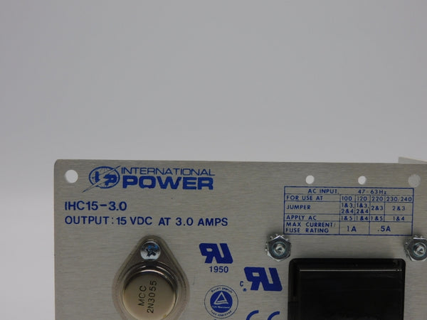 INTERNATIONAL POWER IHC15-3.0 15VDC 3.0A NSMP
