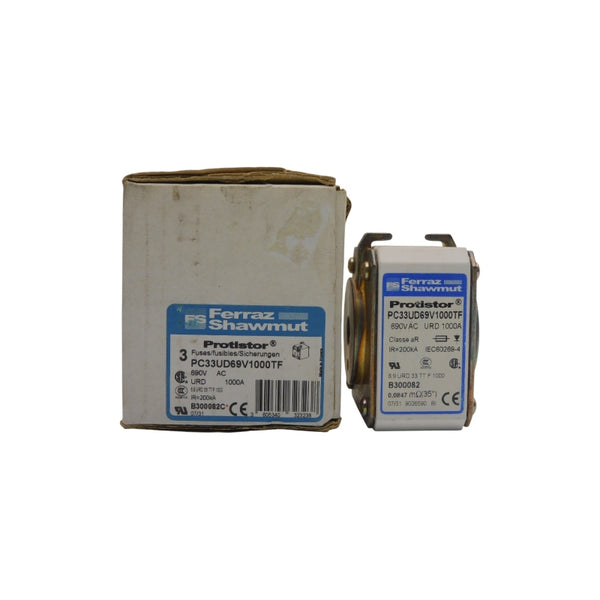 FERRAZ SHAWMUT PC33UD69V1000TF B300082C 690VAC 1000A (PKG OF 3) NSMP